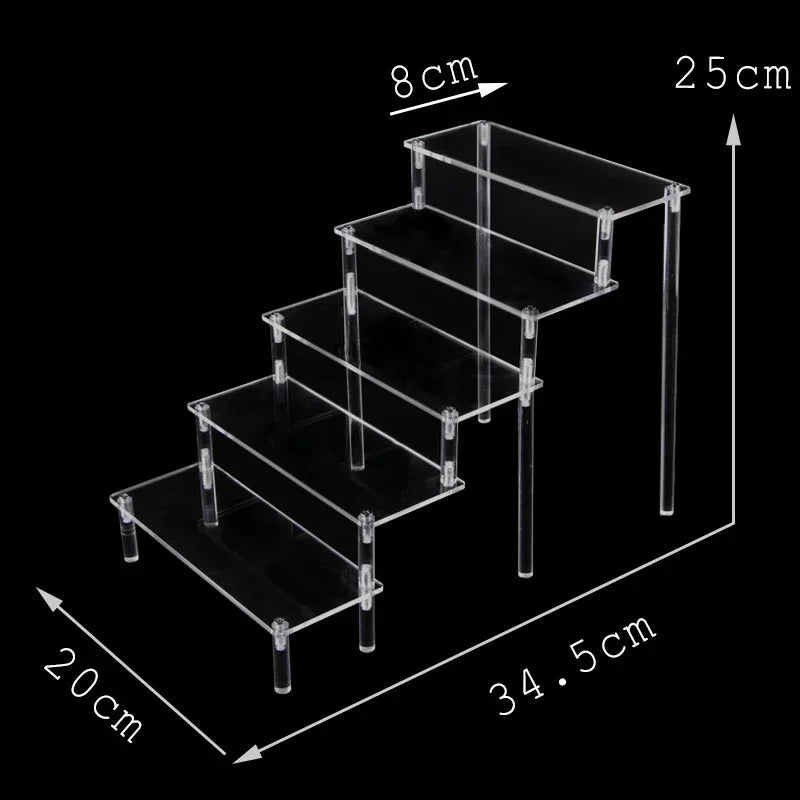 Acrylic Display Stand Transparent Ladder Shelf Doll Clay Figurine Animation Car Model Blind Box Perfume Storage Model Stand