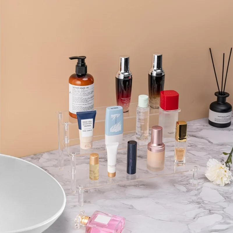 Large Acrylic Display Risers, Perfume Stand Organizer, Clear Acrylic Shelf Risers for Display Stands for Food, Tabletop Use