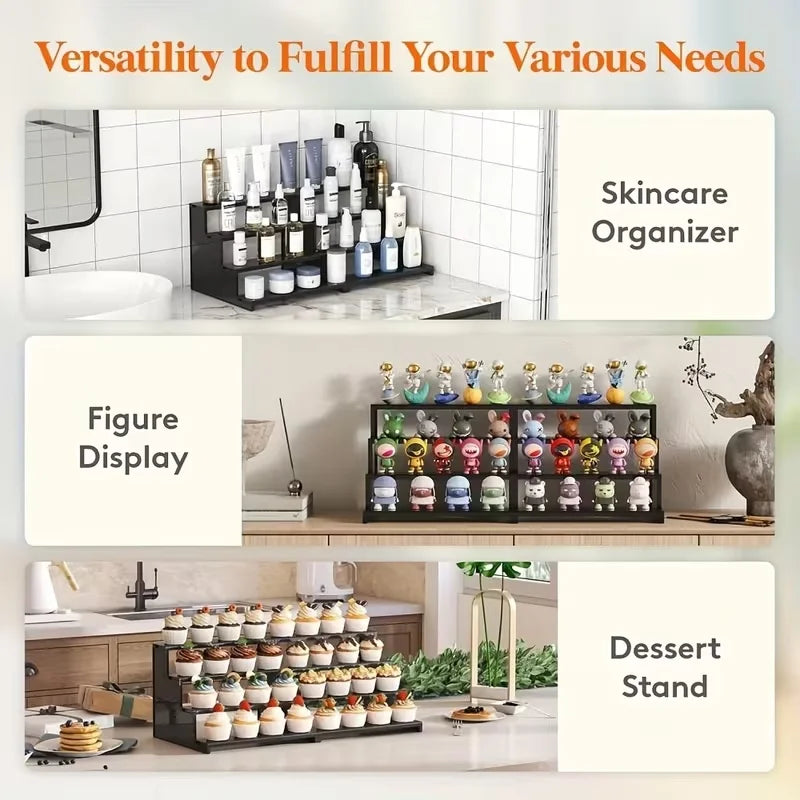 Acrylic Display Rack Shelf Embedded Desktop Rack Cosmetics Perfume Storage Cupcake Stand Space-Saving Countertop Finishing Racks