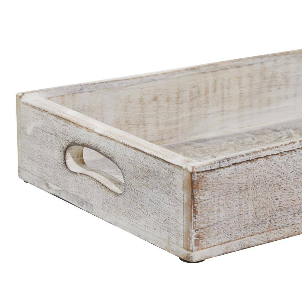 White Wood Decorative Tray (Set of 3)