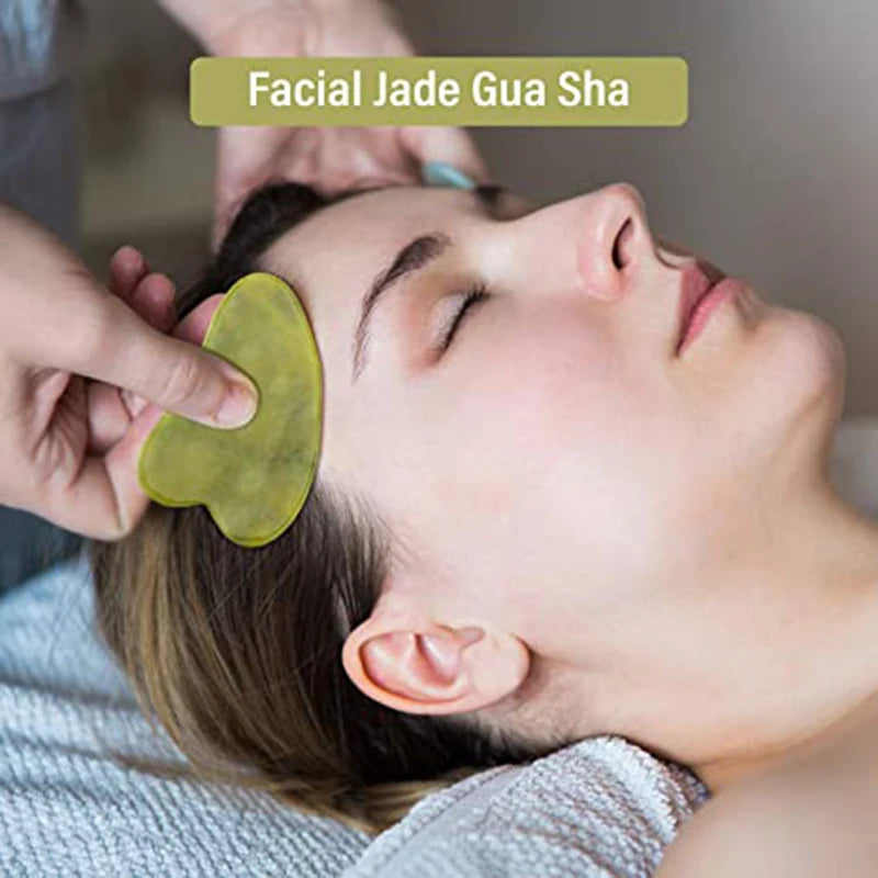 Natural Gua Sha Jade Stone for Face Guasha Massage Tools Body Acupuncture Stick Beauty Gouache Scraper with Black Velvet Bag