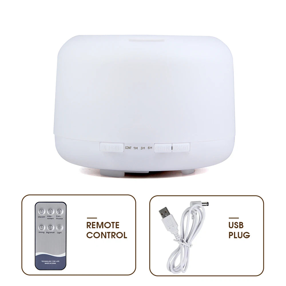 500Ml Essential Oil Diffuser Quiet Aroma Mist Diffusers Ultrasonic Air Humidifier Remote Control Timing Function with Lights