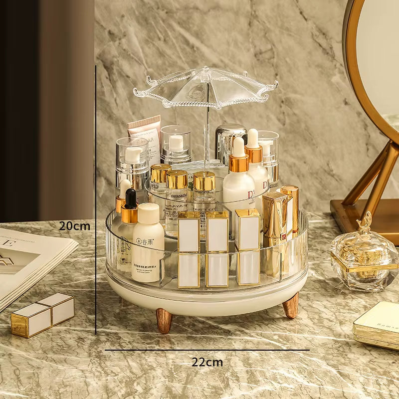 New Transparent Makeup Organizers with 360 Degree Rotation Storage Shelf Cosmetic Storage Box Bathroom Organizer Home Storage