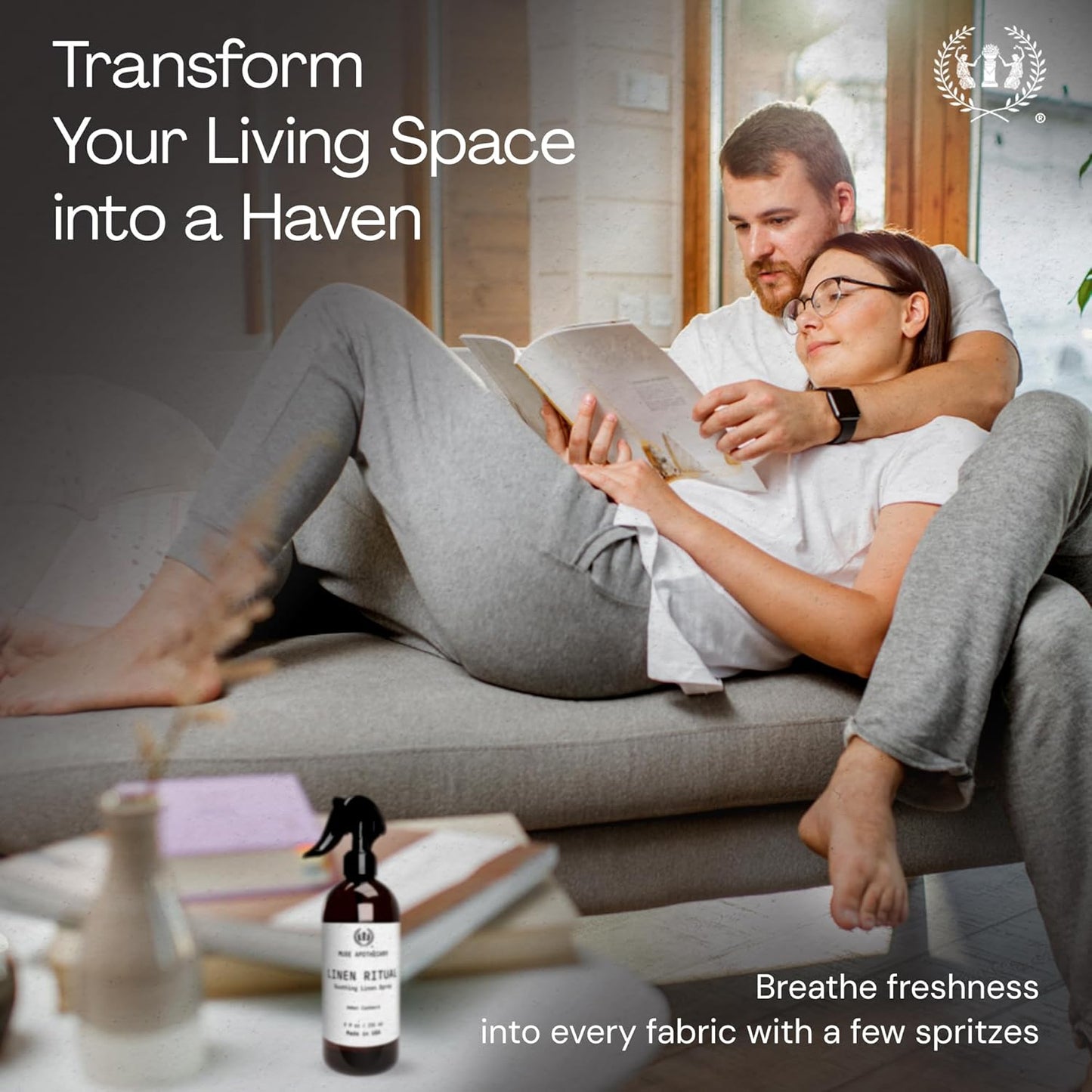 Linen Ritual - Aromatic, Soothing, and Relaxing Linen Spray for Bedding, Laundry and Fabric Spray Freshener - Infused with Aromatherapy Essential Oils - Lavender Serenity