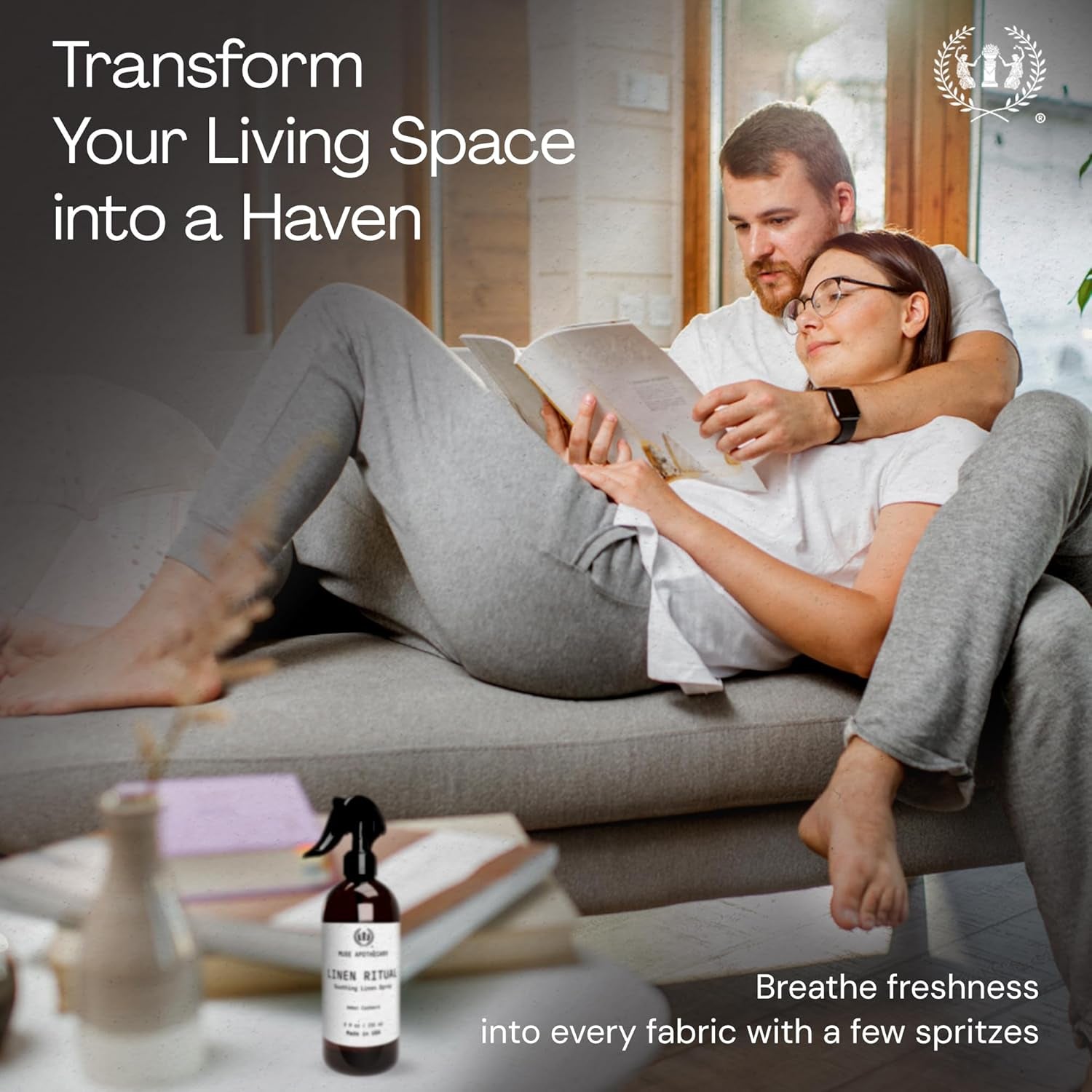 Linen Ritual - Aromatic, Soothing, and Relaxing Linen Spray for Bedding, Laundry and Fabric Spray Freshener - Infused with Aromatherapy Essential Oils - Lavender Serenity