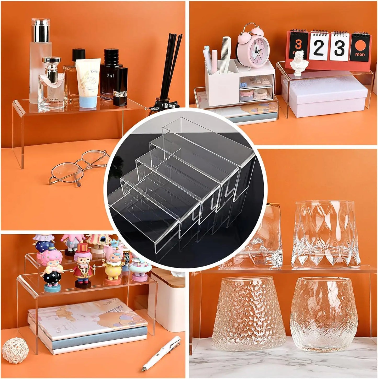 Clear Acrylic Display Stand for Cupcake, Jewellery and Perfume, U-Shape Display Shelf for Blind Box Toy, Action Figure