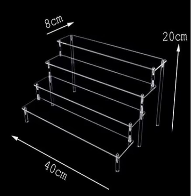 1-4 Tier Acrylic Display Stand Durable Display Rack for Cupcake Perfume Doll Transparent Trapezoidal Blind Box Storage Shelf