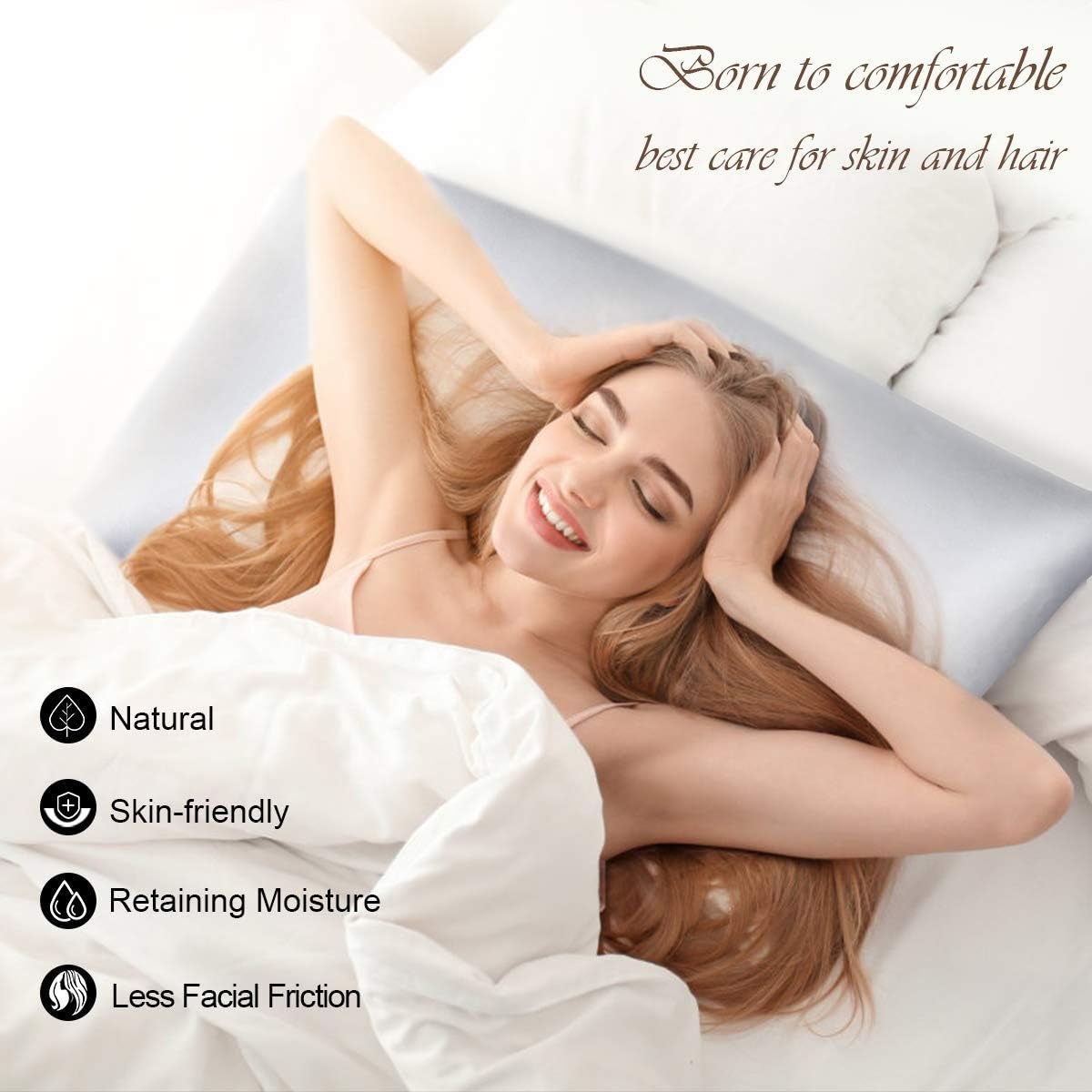 100% Mulberry Silk Pillowcase for Hair and Skin, Both Side 19 Momme Real Silk, Hidden Zipper Washable Pure Silk Bed Pillowcase Covers, Envelope Gift Box,1Pc(Silver Grey, Standard 20''×26'')