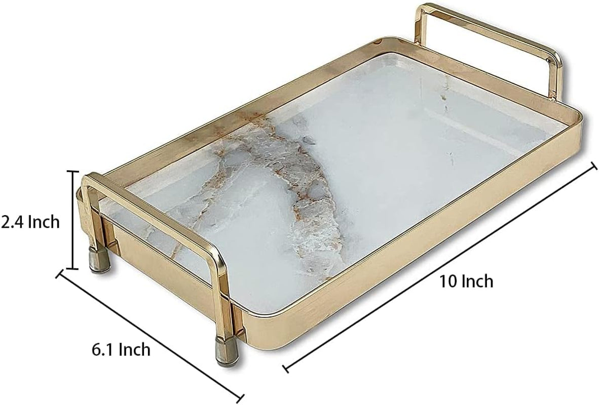 Perfume Trays for Dresser, Metal Handle Rectangular Decorative Tray, Handmade Vanity Tray, Jewelry Tray, Perfume Tray, Trinket Tray, Decorative Tray Tray for Dresser Bathroom Vanity Table, 10" L