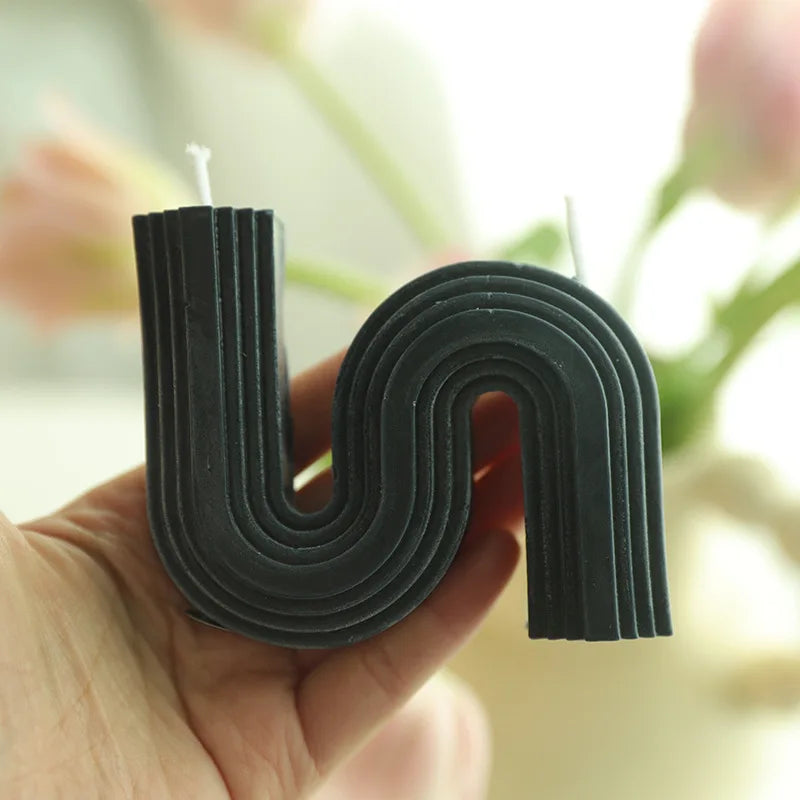 Geometry Unique Candle Wave S Shape Unscented Decorative Candles Black White Pink Hand Poured Soy Candles