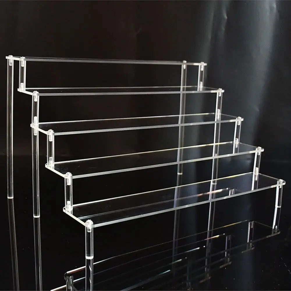 1-4 Tier Acrylic Display Stand Durable Display Rack for Cupcake Perfume Doll Transparent Trapezoidal Blind Box Storage Shelf