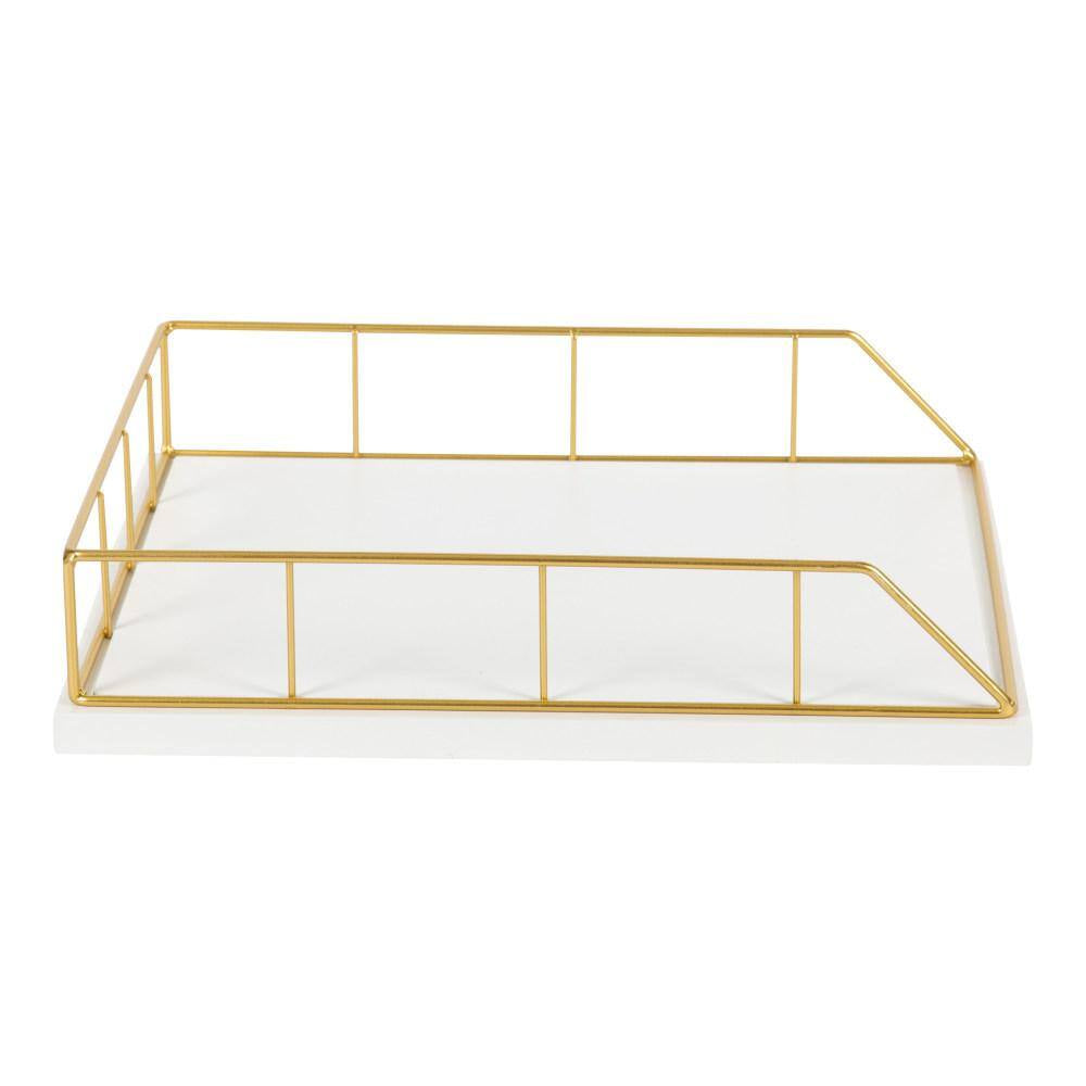 Benbrook White/Gold Metal Letter Tray (2-Pack)