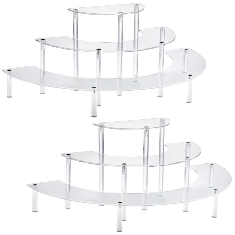 1/2Pack Acrylic Display Riser 3 Tier Half Moon Cupcake Stand Clear Perfume Organizer Dessert Stand for Display for Food, Cupcake