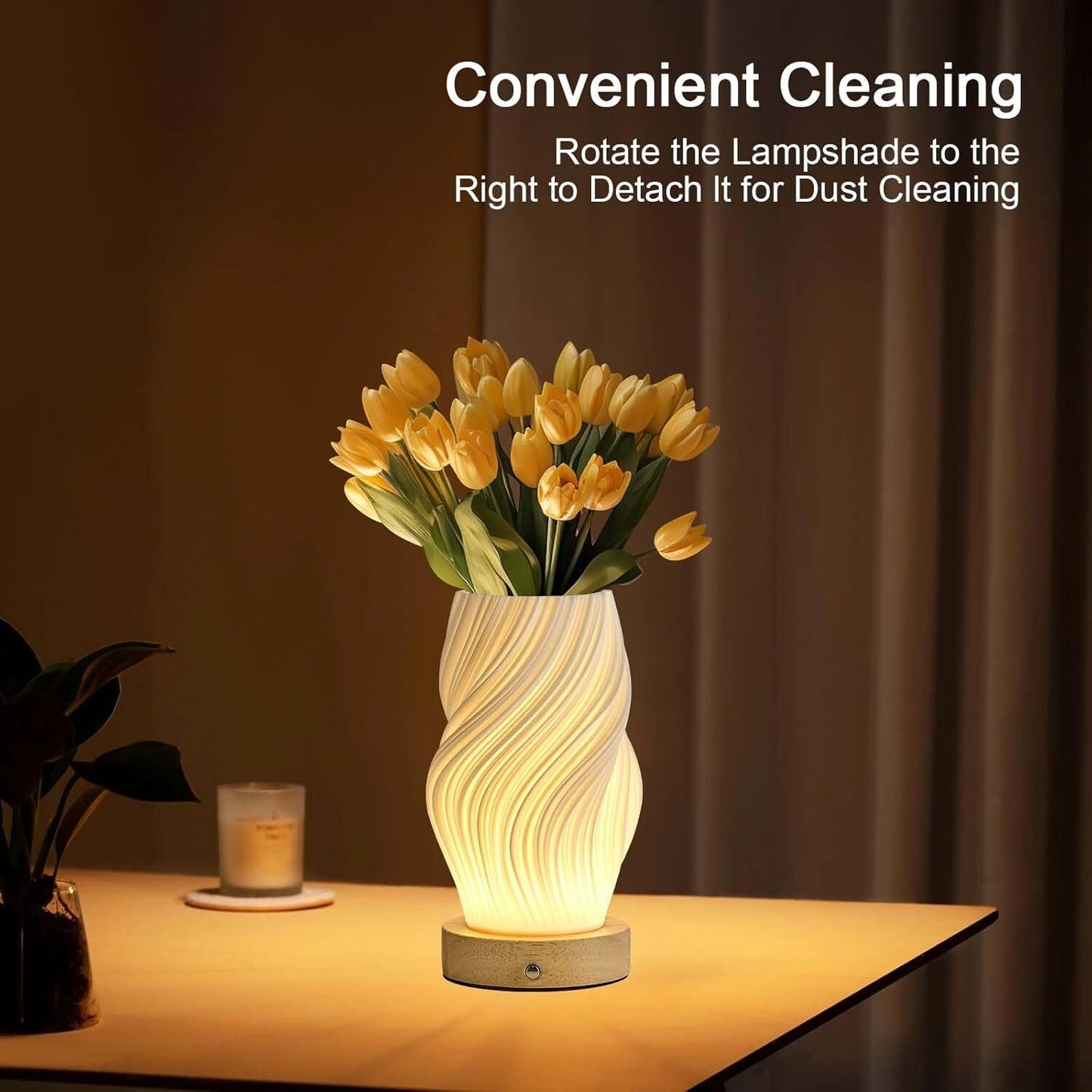Small Battery Operated Lamp, Modern Table Lamp, Rechargeable, Touch Control, 3 C