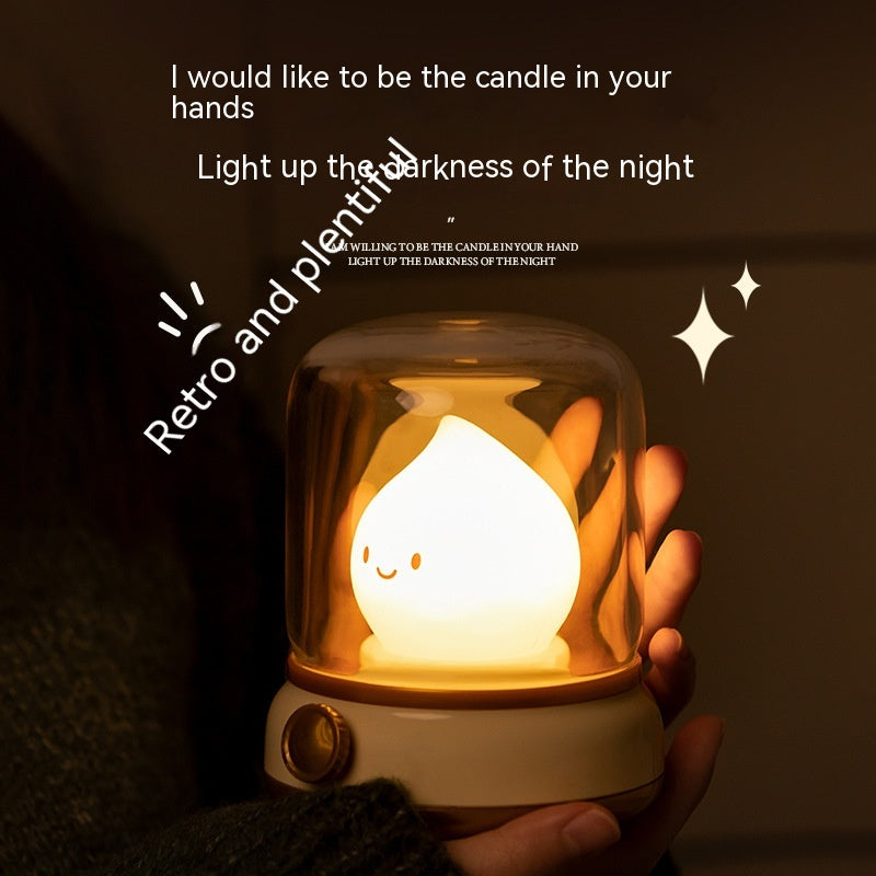 Retro Small Night Lamp Bedroom Mini Desktop LED Cute Night Lamp Creative USB Rechargeable Portable Cartoon Table Lamp for Coffee Bar Hotel Bedroom Home Decor