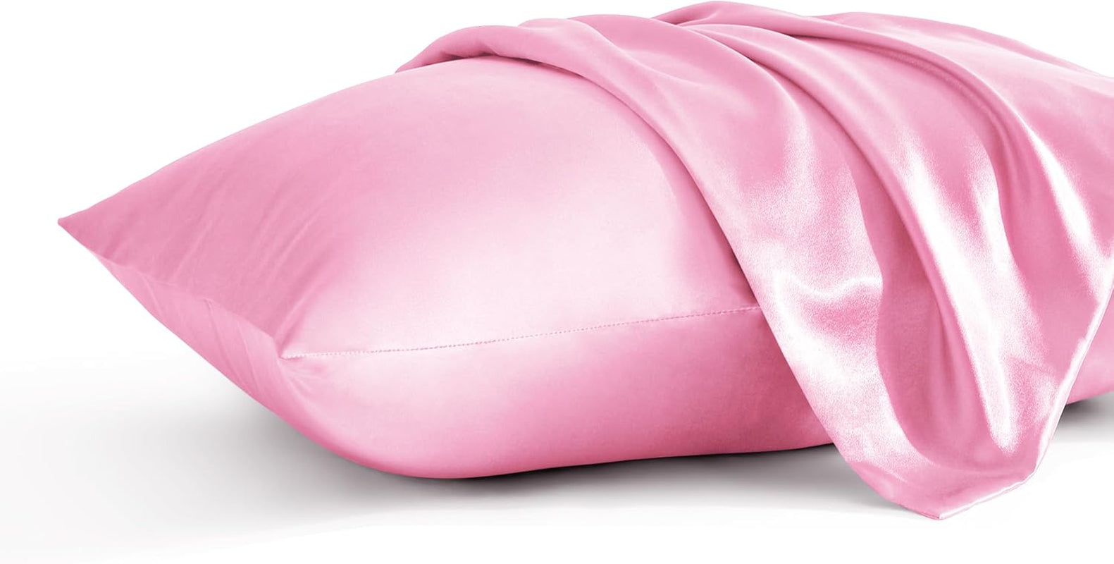 2 Pack Queen Silk Satin Pillowcases for Hair and Skin, Silky Soft and Luxurious Bedding Pillow Cases with Envelope Closure, 20X30 Inches, Pink