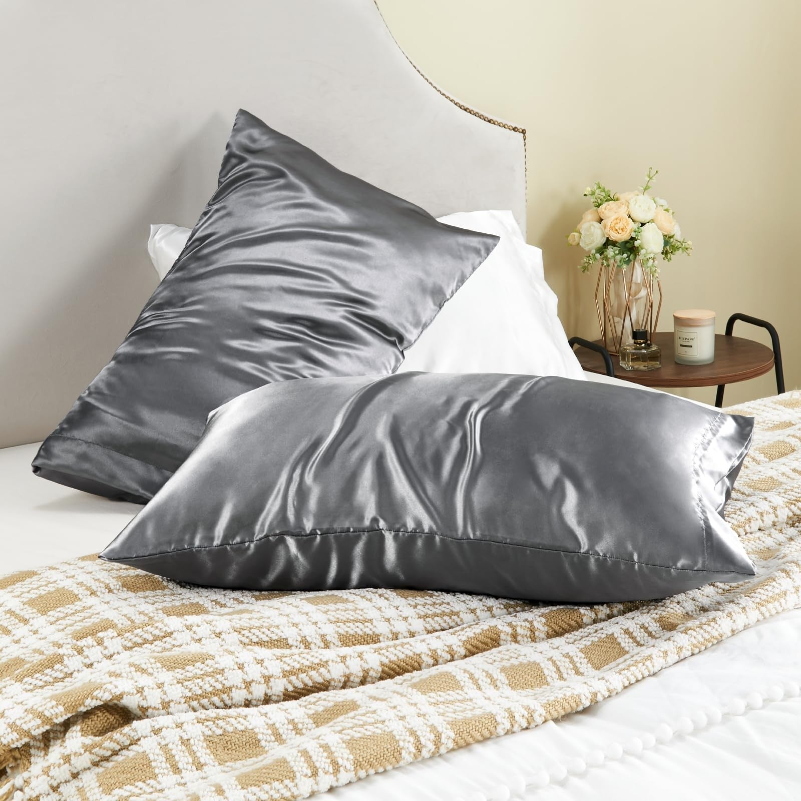 BEDELITE Satin Pillowcase for Hair and Skin, Super Soft and Cooling Similar T...