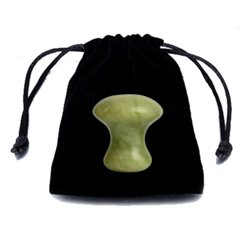 Natural Gua Sha Jade Stone for Face Guasha Massage Tools Body Acupuncture Stick Beauty Gouache Scraper with Black Velvet Bag