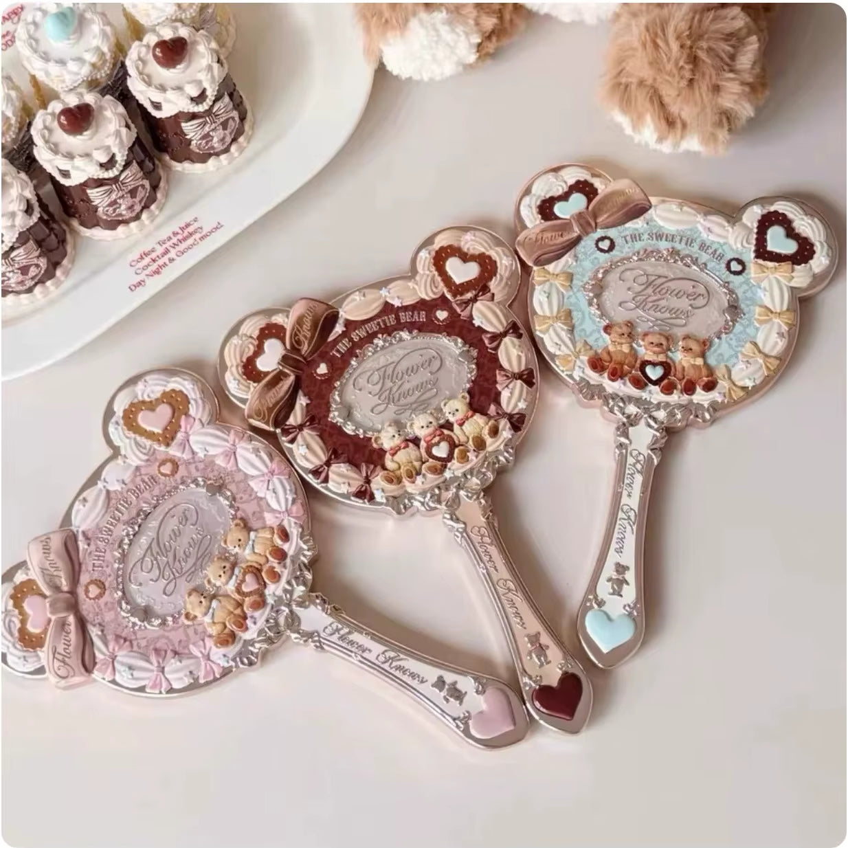 Flower Knows Vanity Mirror Violet Strawberry Rococo Hand Mirror Makeup Mirrors Portable Mirror with Handle
