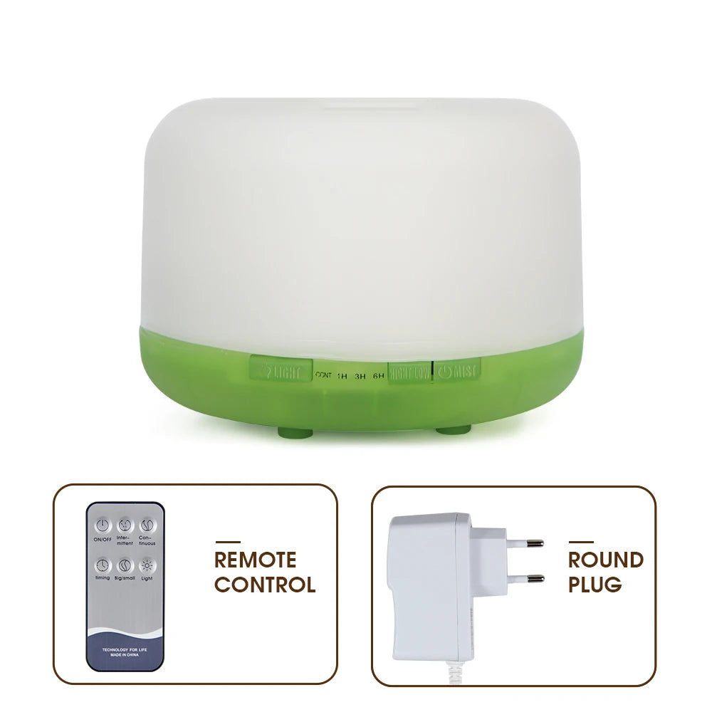 500Ml Essential Oil Diffuser Quiet Aroma Mist Diffusers Ultrasonic Air Humidifier Remote Control Timing Function with Lights