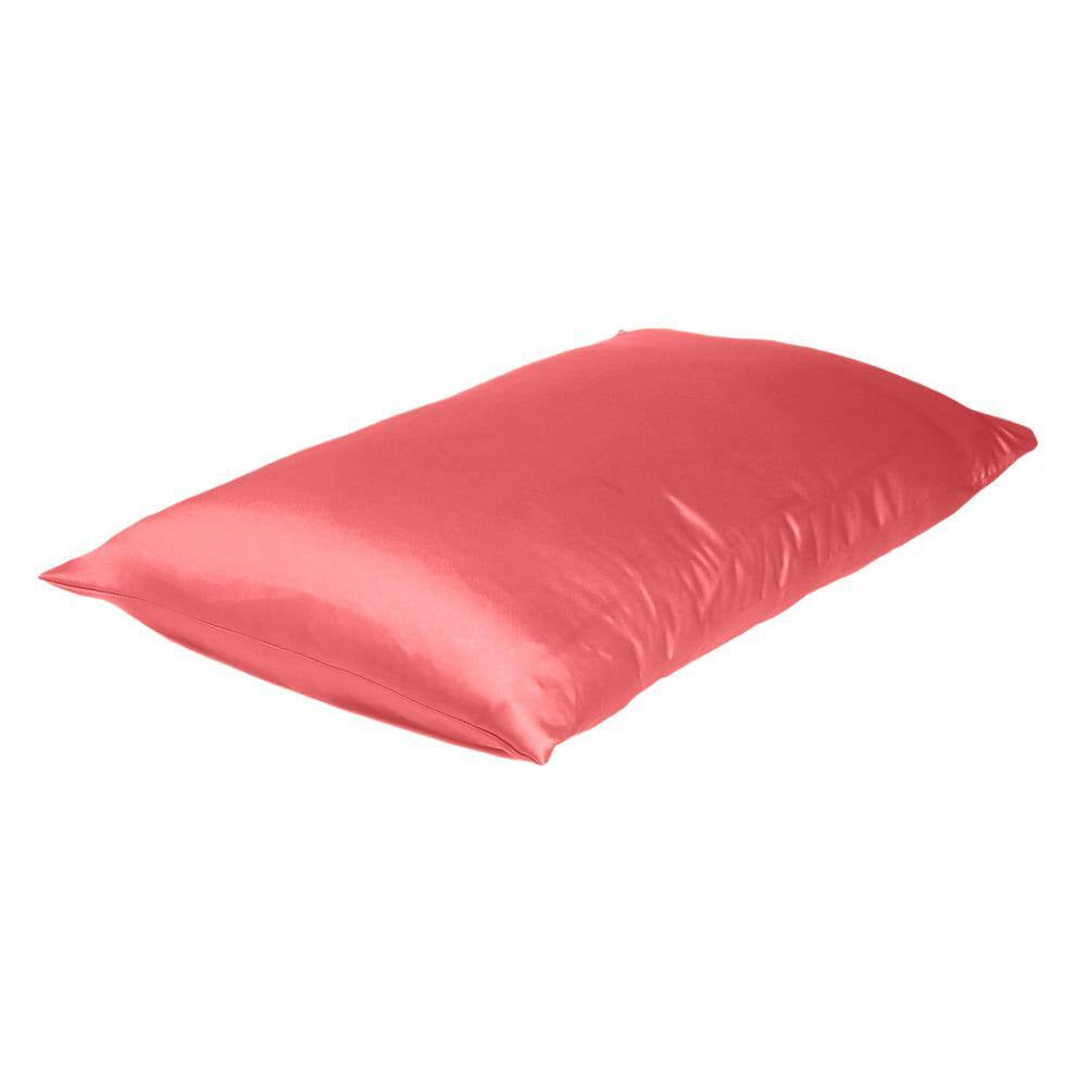 Amelia Coral Solid Color Satin Queen Pillowcases (Set of 2)