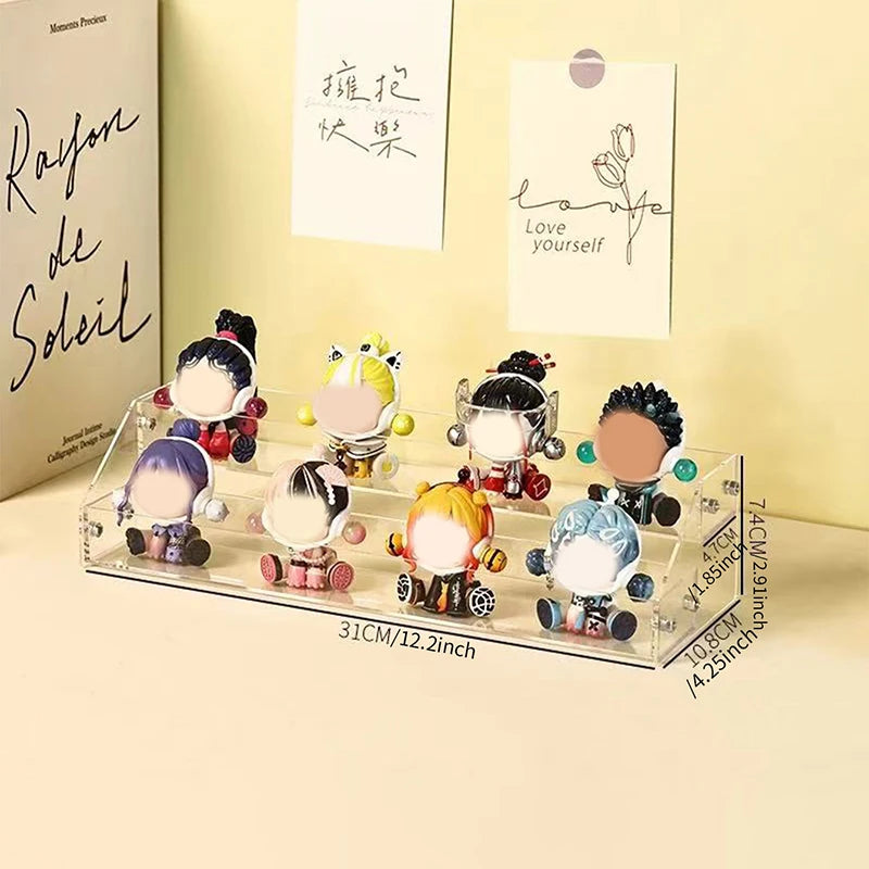 Multi-Layer Acrylic Ladder Shelf Clear Display Rack for Doll Clay Figurine Perfume Display Stand Transparent Storage Shelf