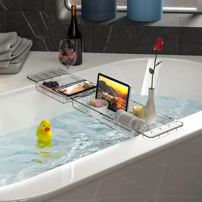 Bathtub Trays for Tub Bathtub Tray Caddy for Bath Bath Shelf over Tub Adjustable Bath Tray Bathtub Accessories for Home Spa