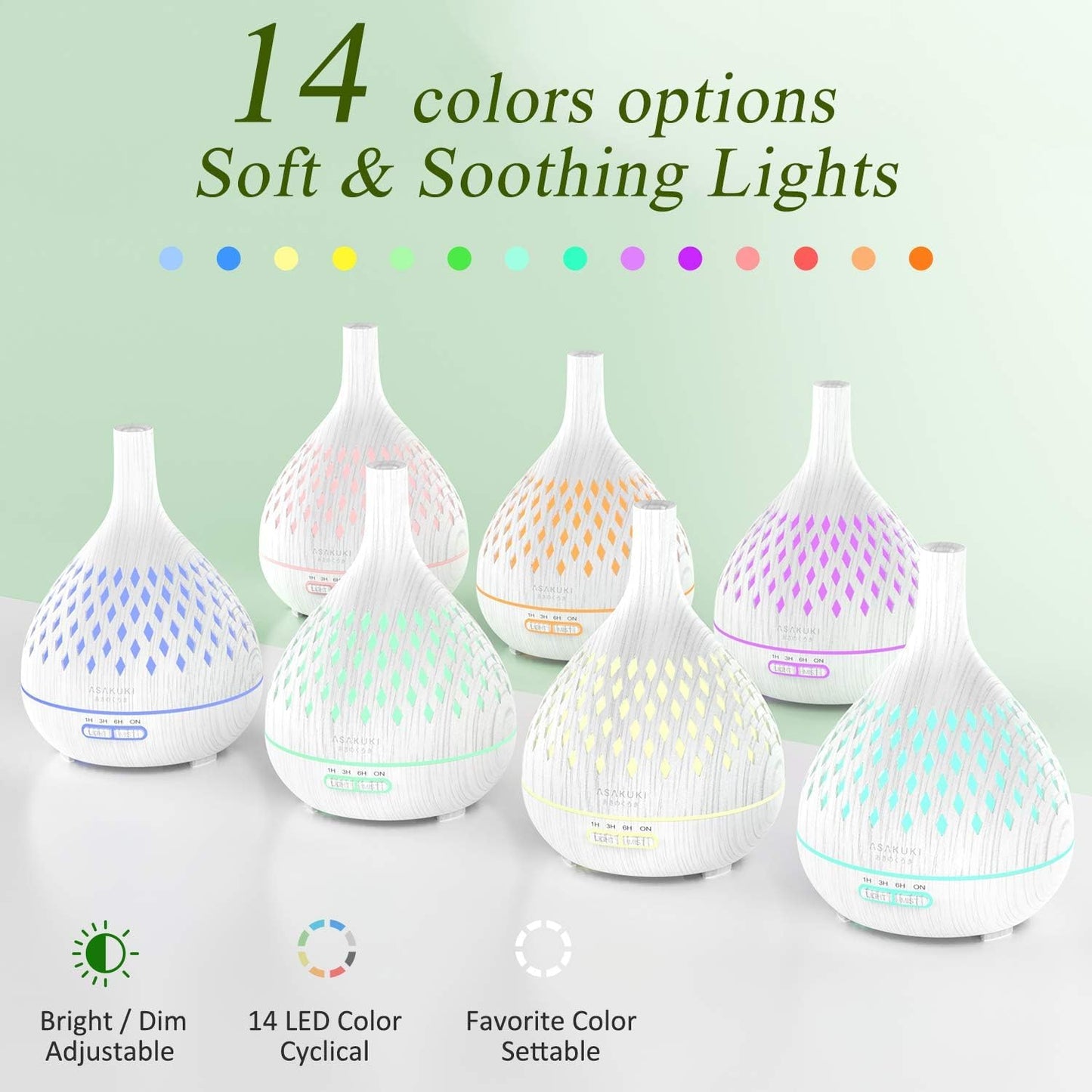 400Ml Essential Oil Diffuser with Remote Control, Aromatherapy Oil Diffuser with Cool Mist, Waterless Auto Shut-Off Humidifier and 7 Color LED Night Lights for Home Baby Office
