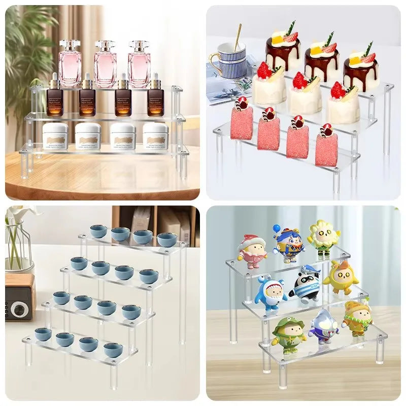 Clear Acrylic Display Stand for Anime Figures Cupcake Shelf Organizer Desserts Holder Jewels Display Risers Stand Perfume Stand