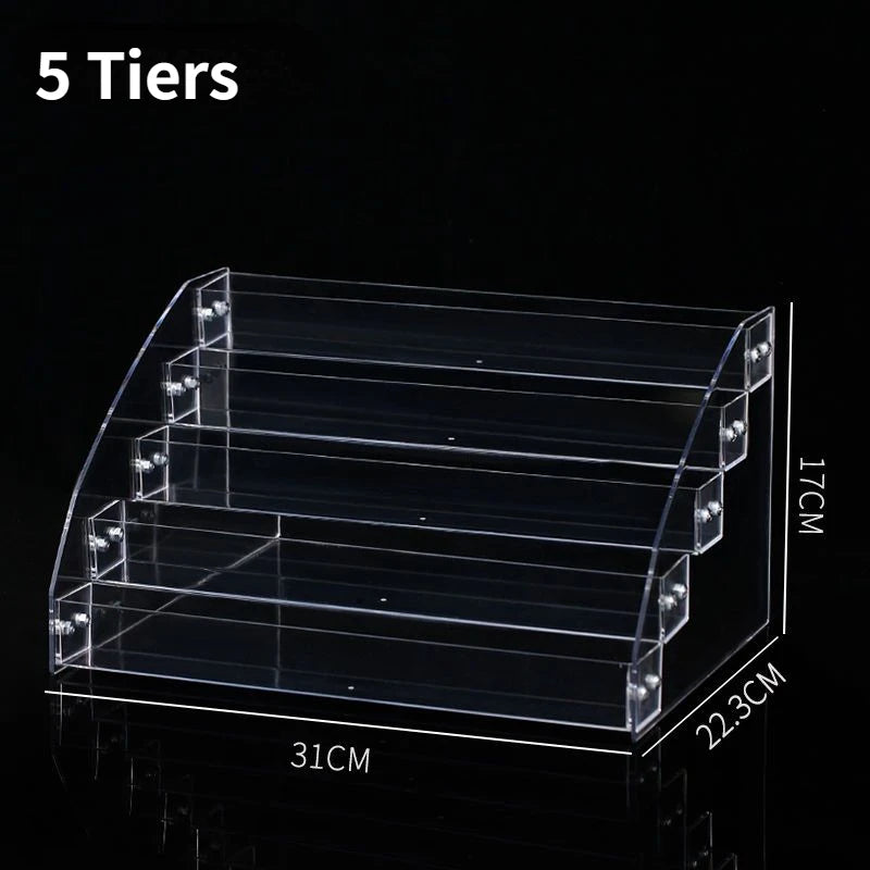 Acrylic Display Rack Nail Polish Storage Box Transparent Ladder Perfume Stand Holder Makeup Organizer Toy Shelf Desktop Shelf