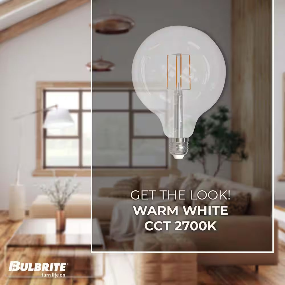 60-Watt Equivalent G40 Clear Dimmable Edison LED Light Bulb Warm White (2-Pack)