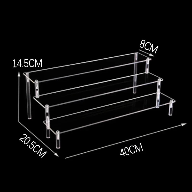 Acrylic Display Stand Transparent Ladder Shelf Doll Clay Figurine Animation Car Model Blind Box Perfume Storage Model Stand