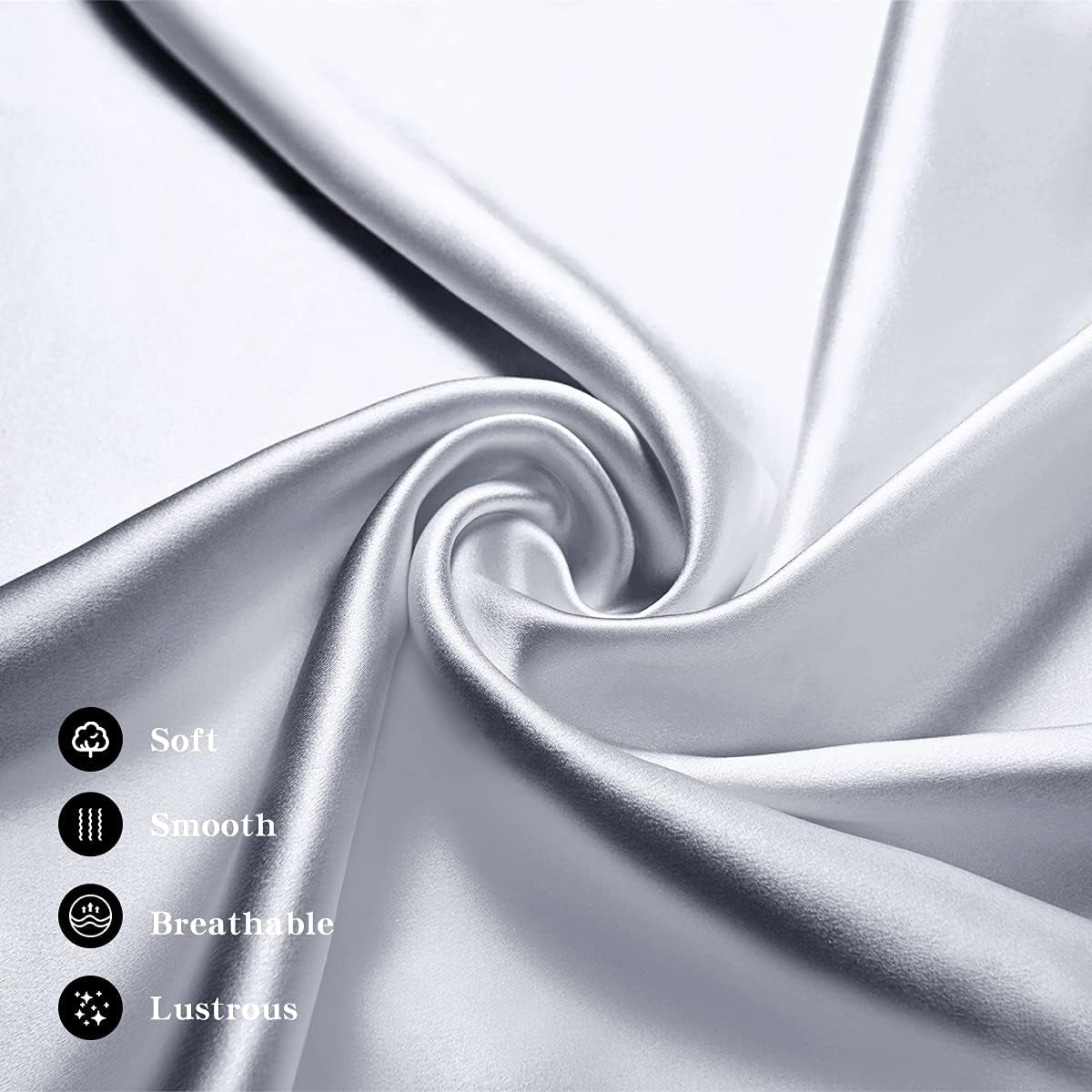 100% Mulberry Silk Pillowcase for Hair and Skin, Both Side 19 Momme Real Silk, Hidden Zipper Washable Pure Silk Bed Pillowcase Covers, Envelope Gift Box,1Pc(Silver Grey, Standard 20''×26'')