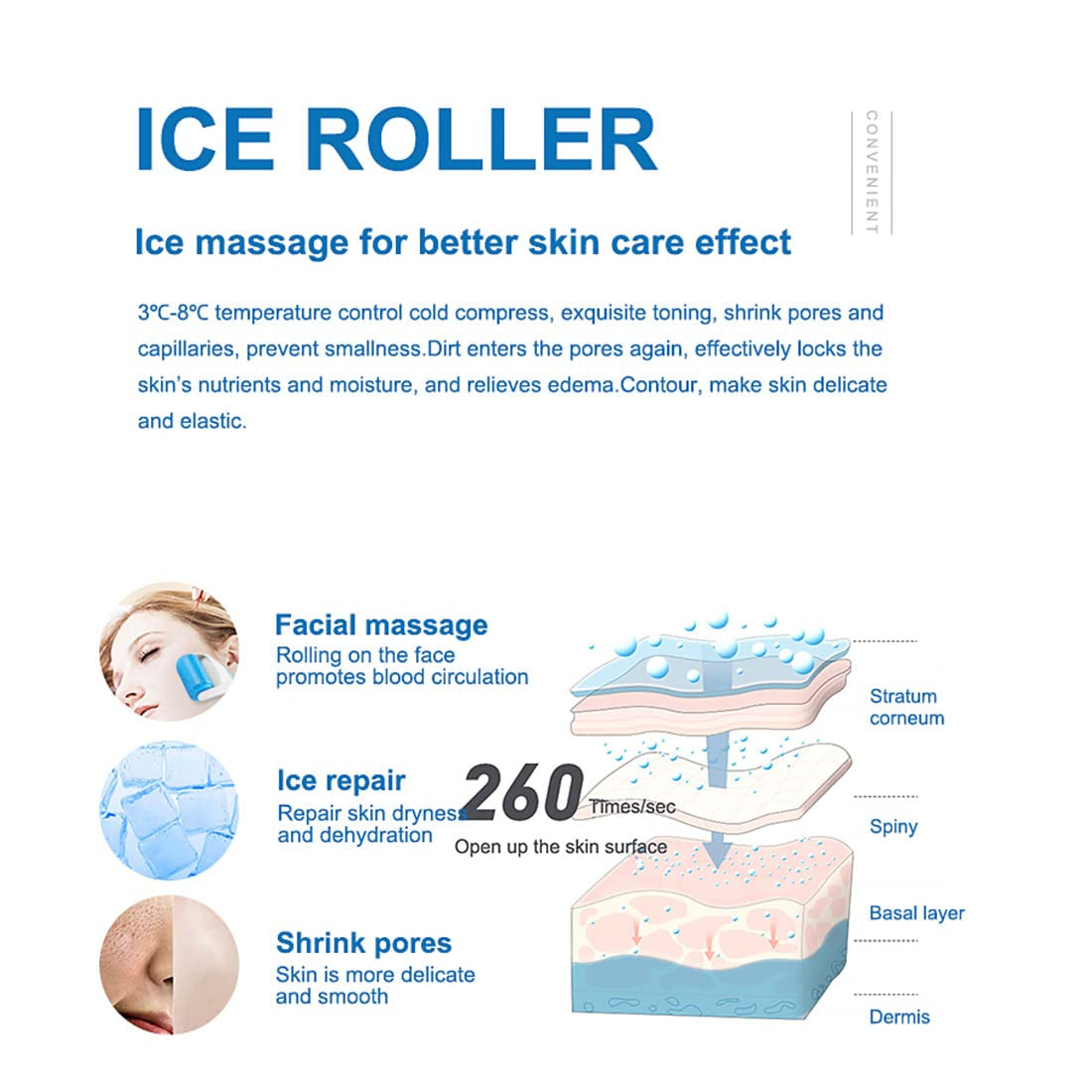 Ice Roller for Face and Gua Sha Facial Tools,Reduce Wrinkles Puffiness Migraine Pain Relief,Skin Care Products