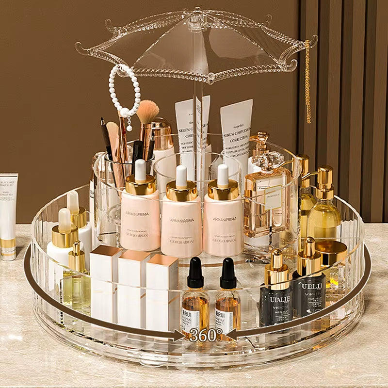 New Transparent Makeup Organizers with 360 Degree Rotation Storage Shelf Cosmetic Storage Box Bathroom Organizer Home Storage