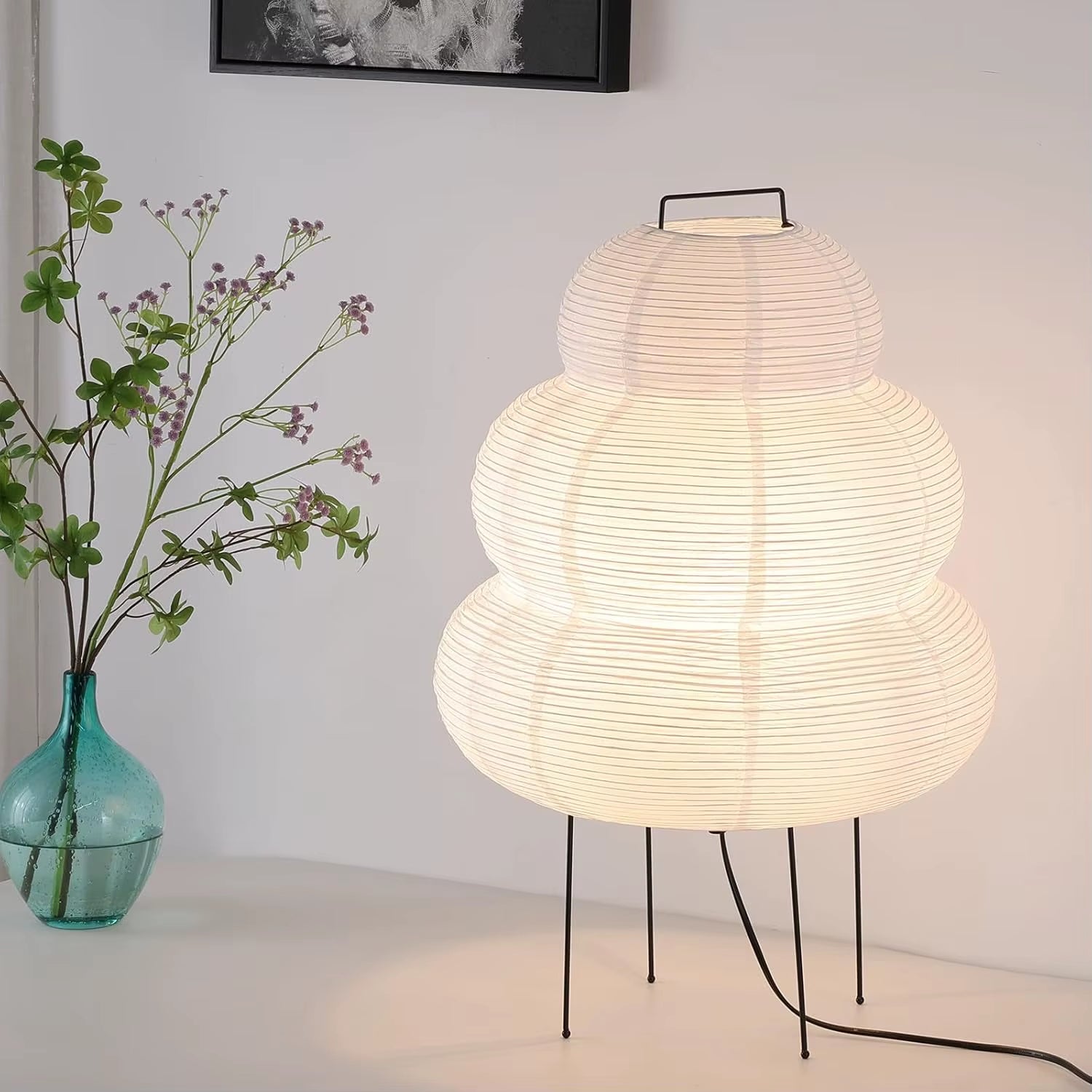 Noguchi Style Akari Floor Lamp, Rice Paper Lantern, Cloud, Japanese Floor Lamp