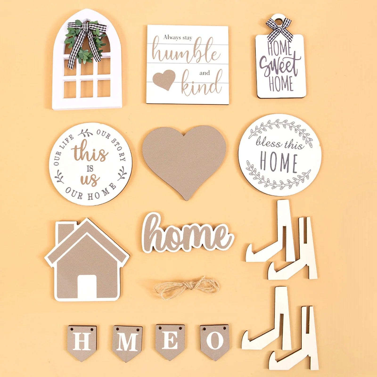 12PCS Farmhouse Tiered Tray Decor Set Sweet Home Tiered Tray Decorations Home Rustic Wooden Signs Decorative Farmhouse Kitchen Table Decor for Dining Room Country Summer Shelf Centerpiece Gift