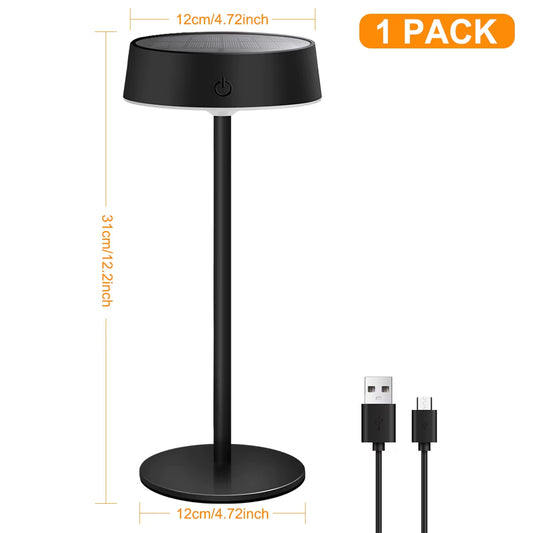 Outdoor Indoor Solar Table Lamps Waterproof Cordless Desk Lamps Rechargeable Dimmable with 3 Color Temperature Small Touch Lamp