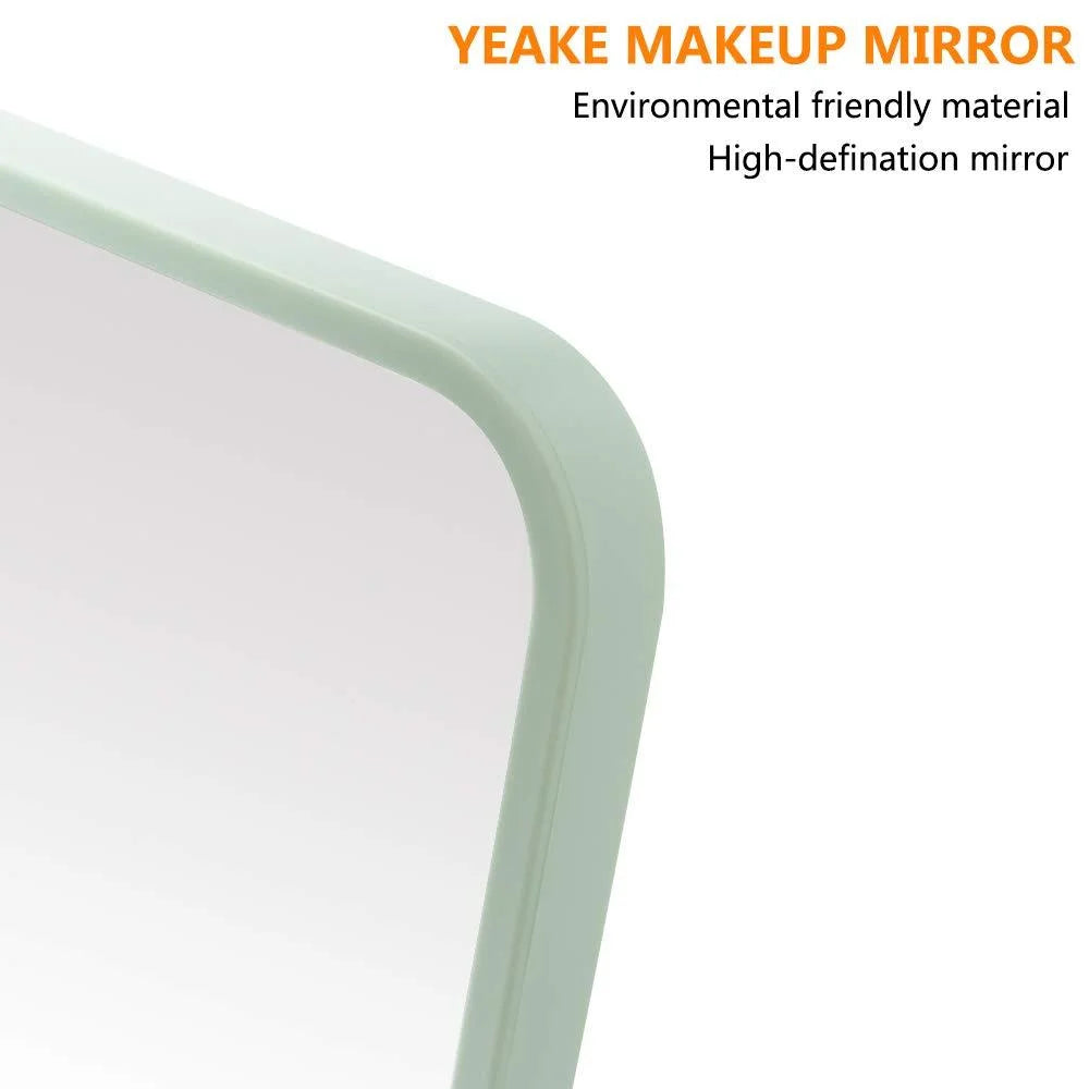 Table Desk Vanity Makeup Mirror,8-Inch Portable Folding Mirror with Metal Stand 90°Adjustable Rotation Tavel Make up Mirror Hanging Bathroom for Shower Shaving(Gray) Light Gr