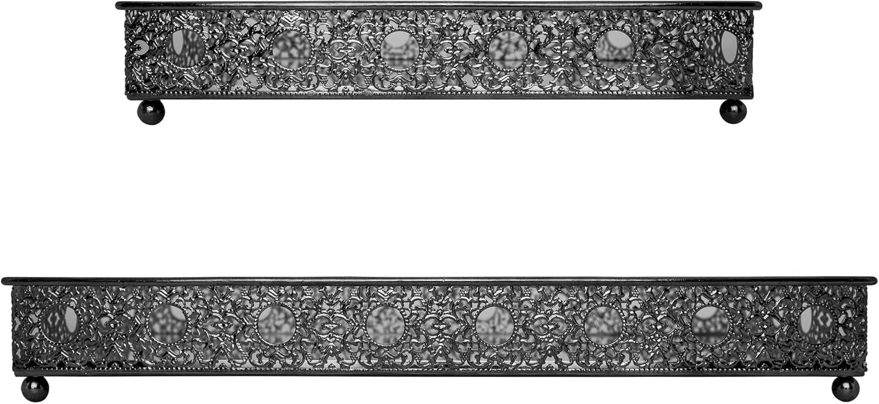 Bathroom Vanity Tray, Decorative Tray, Mirror Tray, Perfume Collection Tray, Candle Tray (2Pc 12.5" L+9.5" L, Gray)