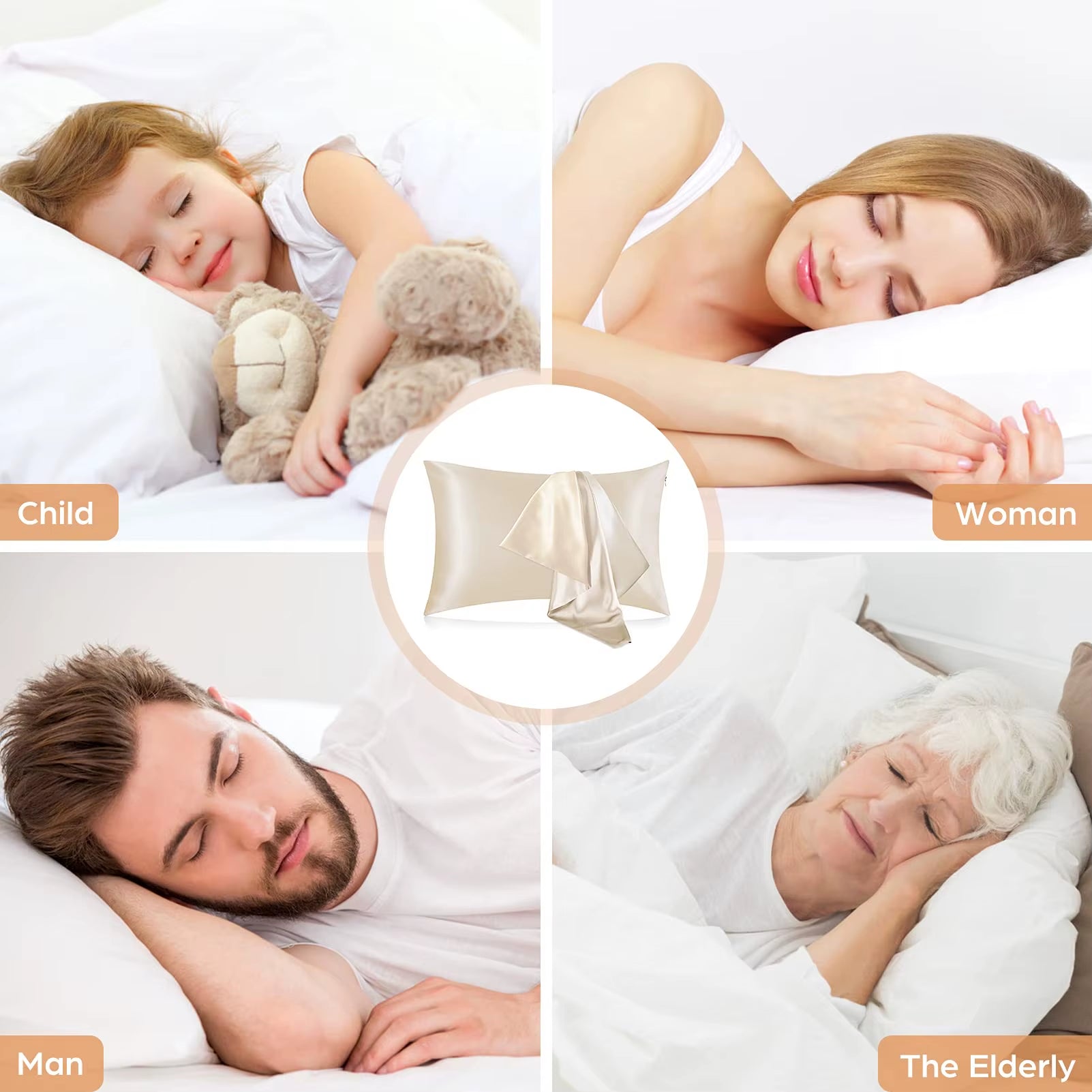 Satin Pillowcases Hair Skin Friendly Simulation Silk Pillowcases with Envelope Closure for Bedroom Office Living Room No Pillow