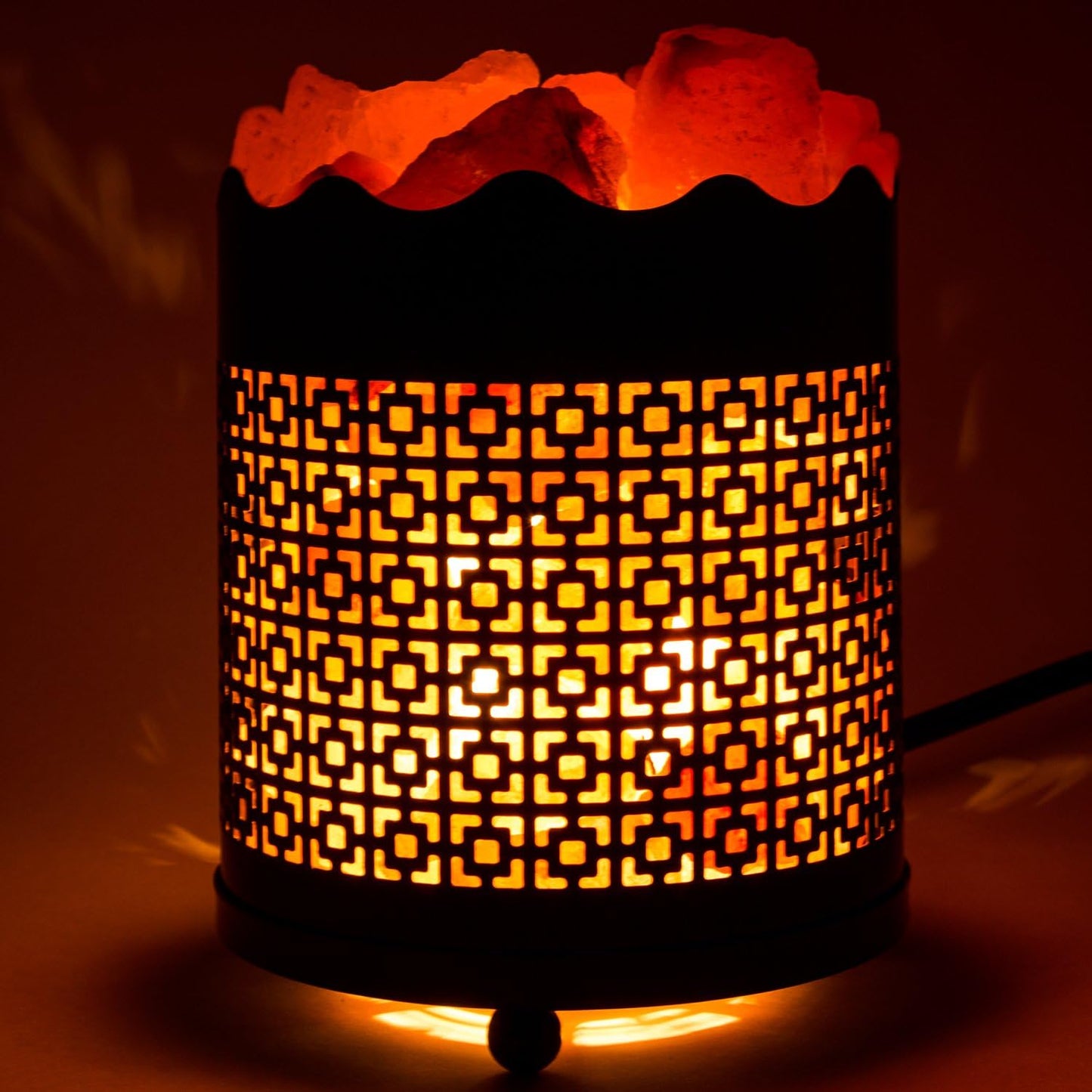 Himalayan Pink Salt Lamp Basket & Dimmer Cord Bulb