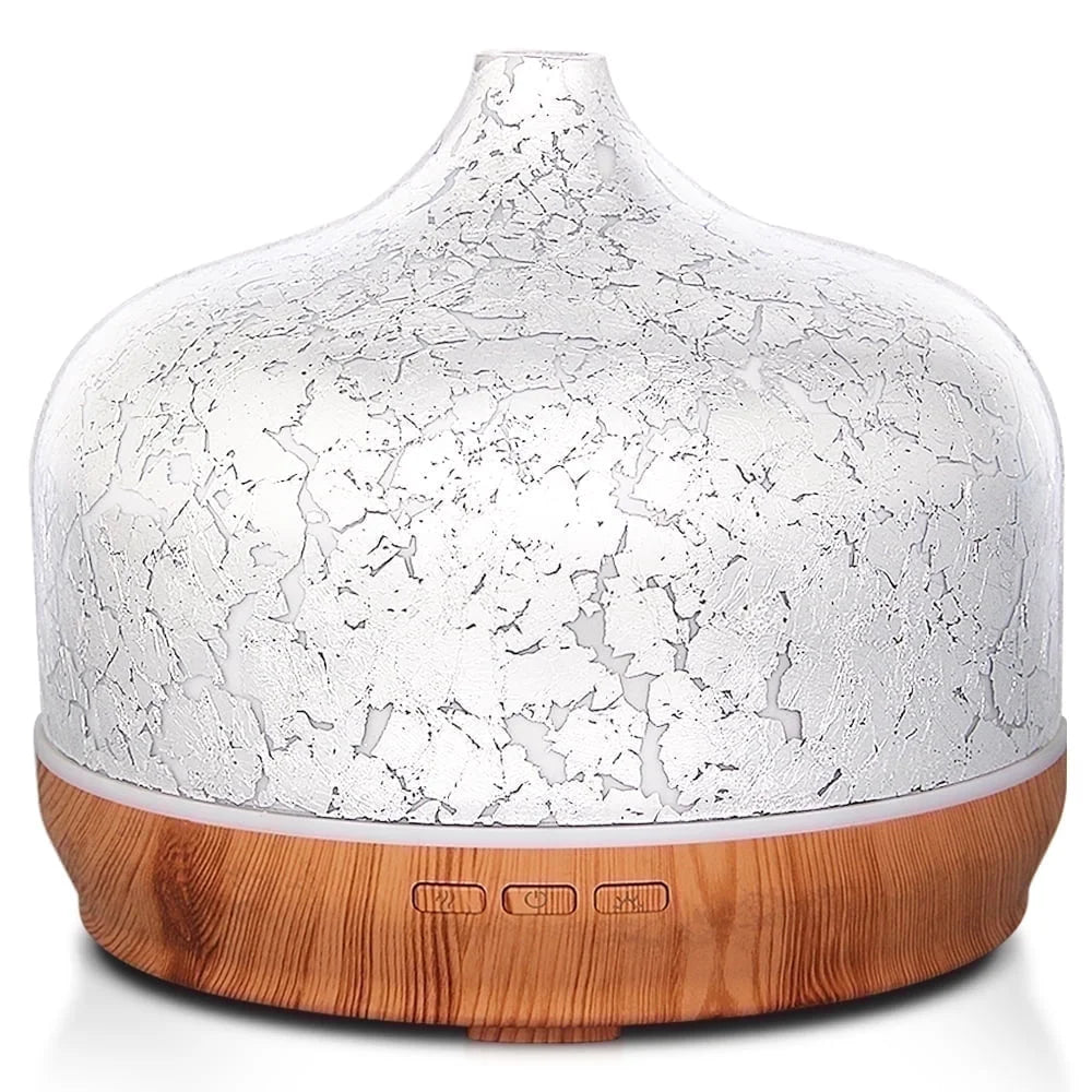 500Ml Essential Oil Diffuser Silver Plated Glass Aromatherapy Ultrasonic Humidifier - Auto Shut-Off, Timer Setting, BPA Free for Home Hotel Yoga Spa,Christmas Gift