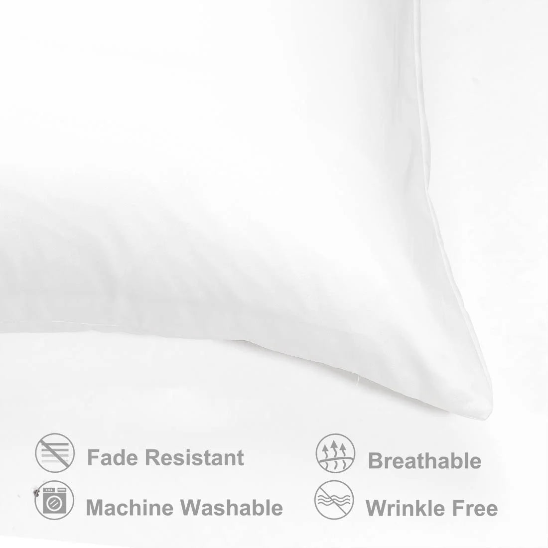 Set of 4 Silky Satin Pillowcases Pillow Cover White King