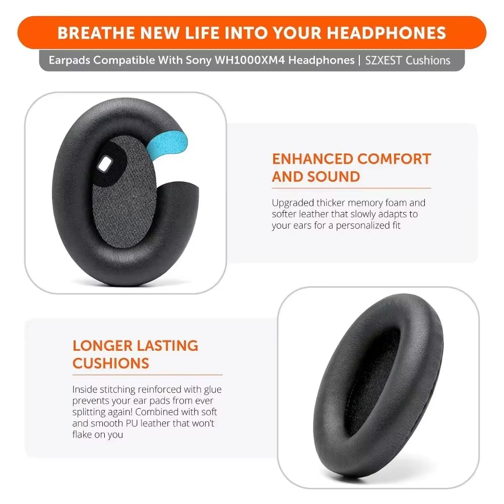 Soft Memory Foam Ear Pads Cushions for Sony WH-1000XM4 WH1000XM4 WH 1000 XM4 Earphone Earpads Replacement Earcups Drop Shipping