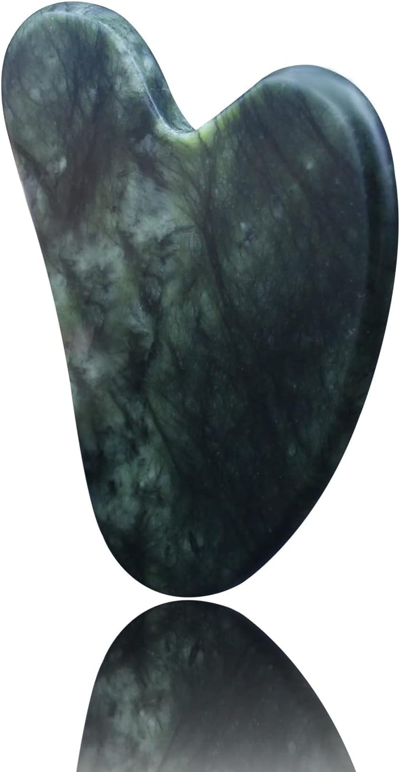 Gua Sha, Premium Gua Sha Facial Tools, Guasha Tool for Face Upgraded, Guasha Natural Jade Stone (Dark Green)