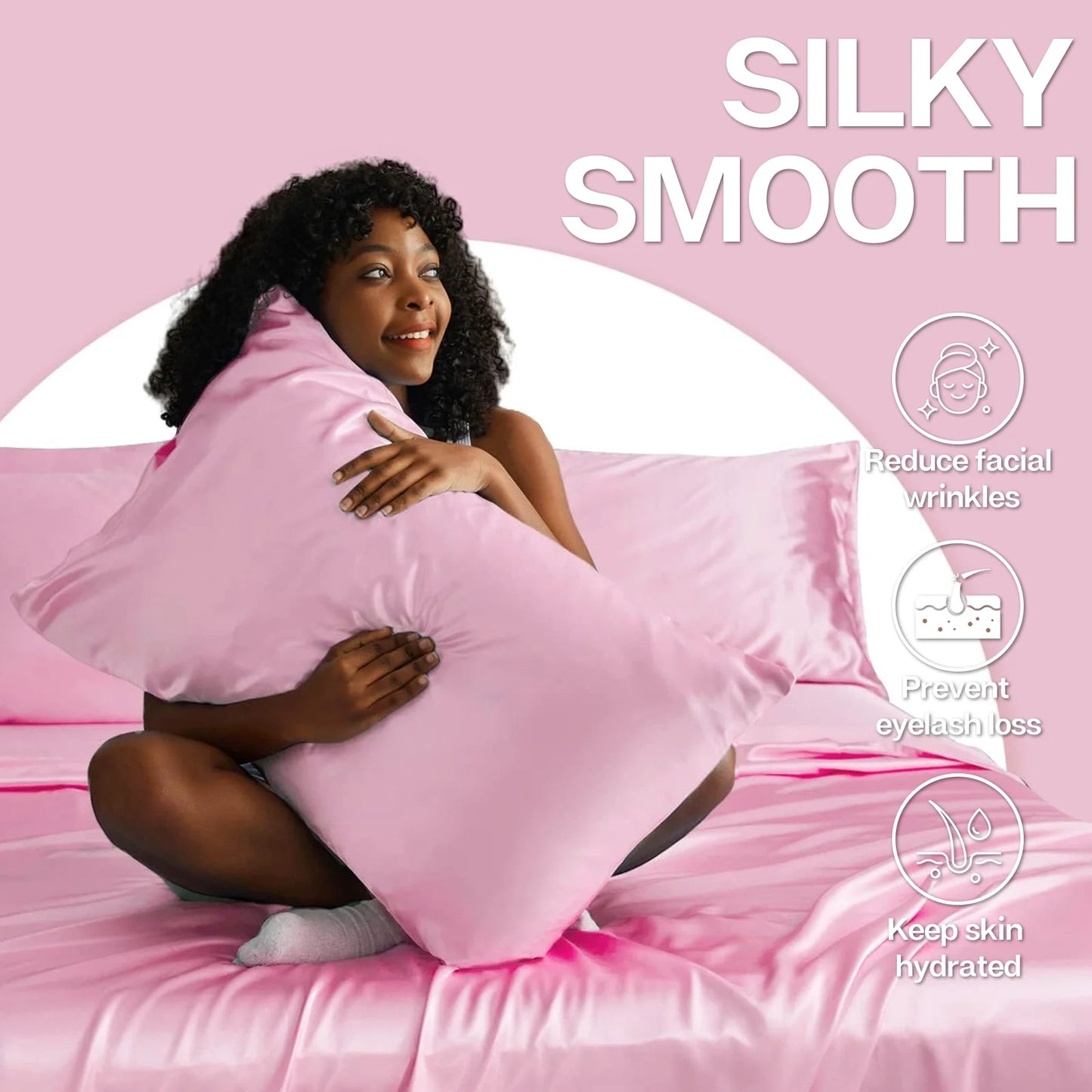 Satin Pillow Case, 2 Pack Satin King Silky Pillowcase for Hair and Skin, Satin Pillowcase Set of 2, 20X40, Pink