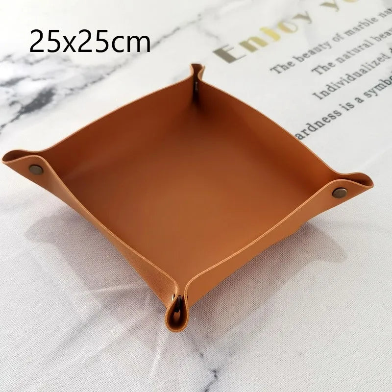 Storage Box PU Leather Storage Trays Home Decorative Trays for Key Wallet Makeup Desktop Storage Box Trays Decor Creative New