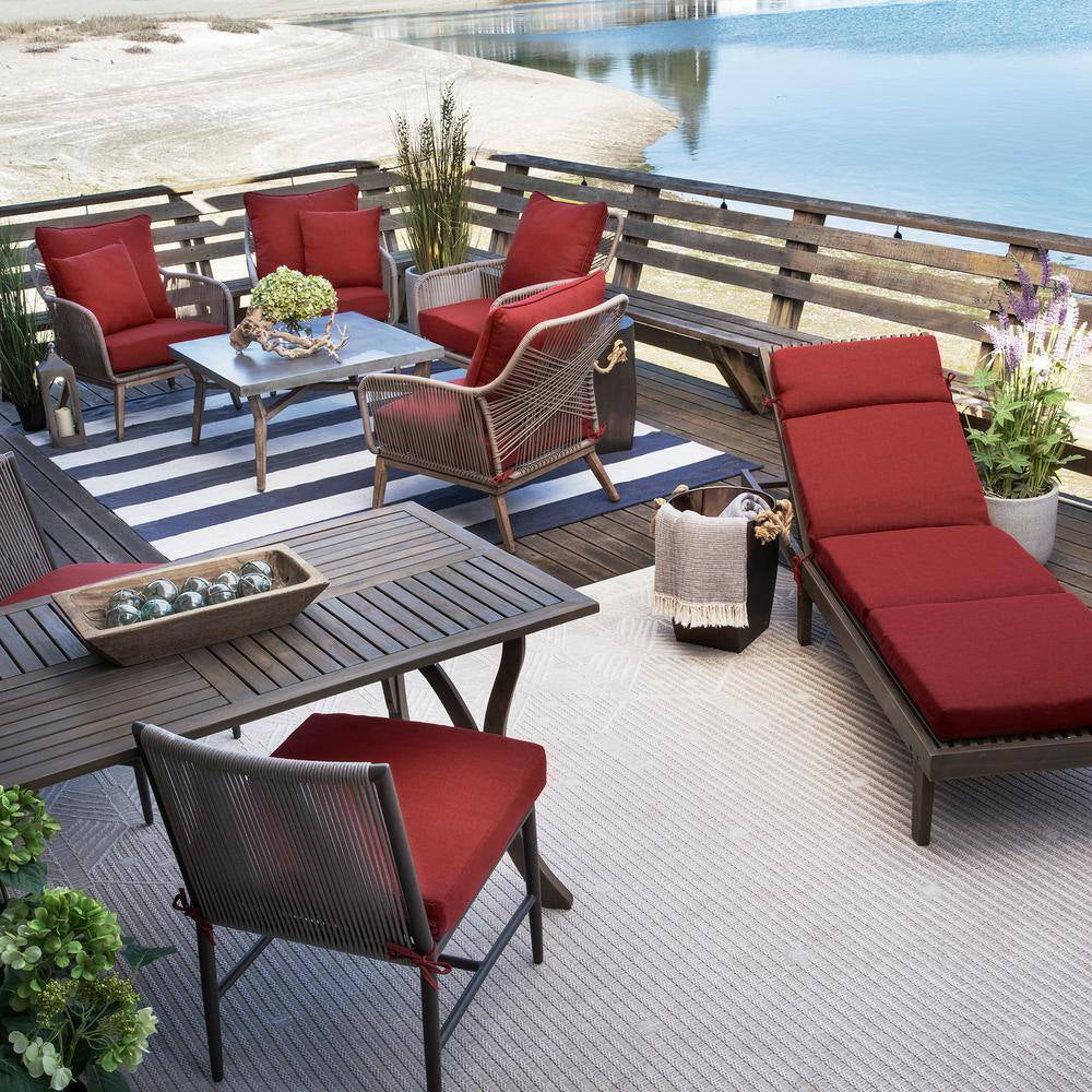 Oceantex 21 In. X 21 In. Nautical Red Square Outdoor Seat Cushion