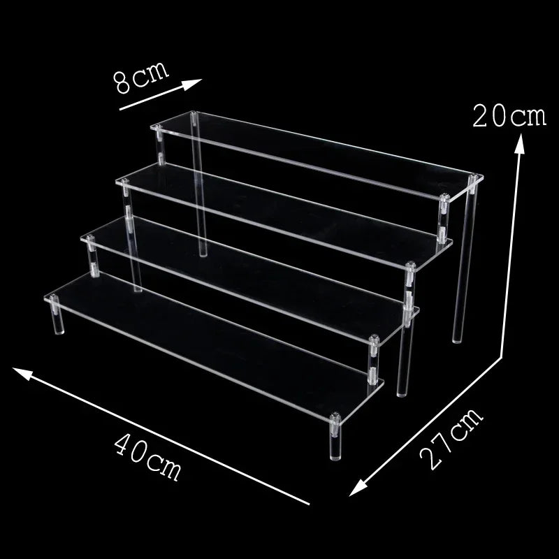 Acrylic Display Stand Transparent Ladder Shelf Doll Clay Figurine Animation Car Model Blind Box Perfume Storage Model Stand